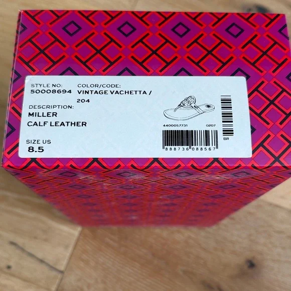 Tory Burch Miller Leather Sandals Vintage Vachetta 8.5 Tan Cognac Flip flops - Picture 3 of 7